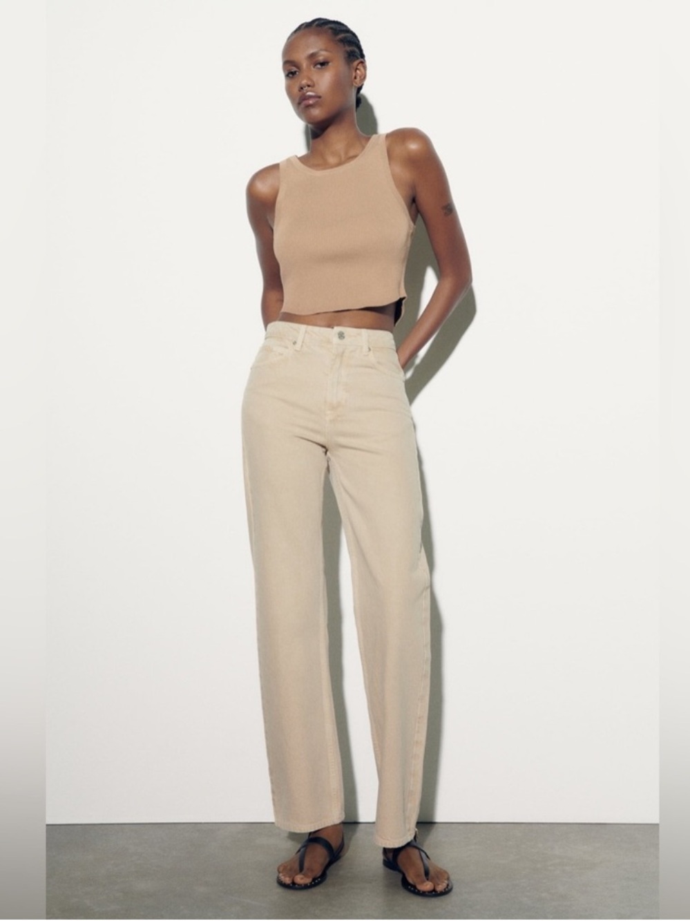 Zara High Rise Straight Long Length Jeans